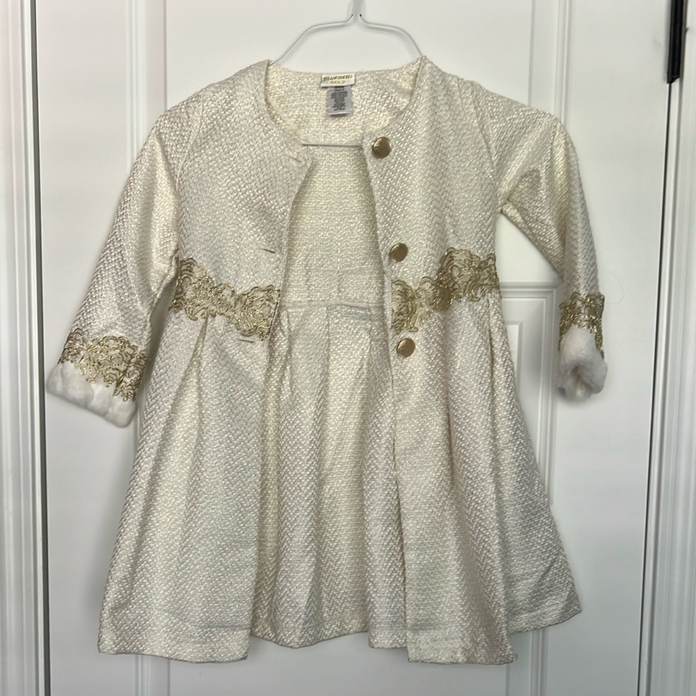 Elegant Cream Pea Coat with Gold Accents